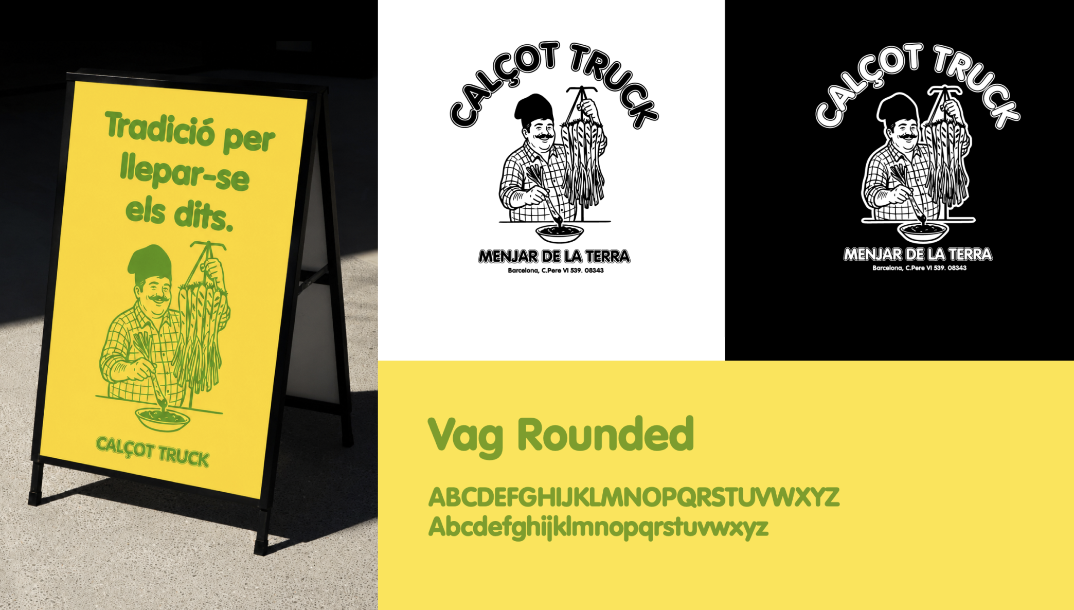 Cartel, variantes de logotipo y tipografía Calçot Truck